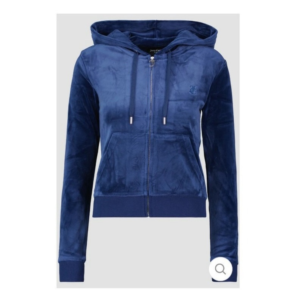 Juicy by Juicy Couture navy Blue Soft Stretch Velour Full Zip hoodie sz XL